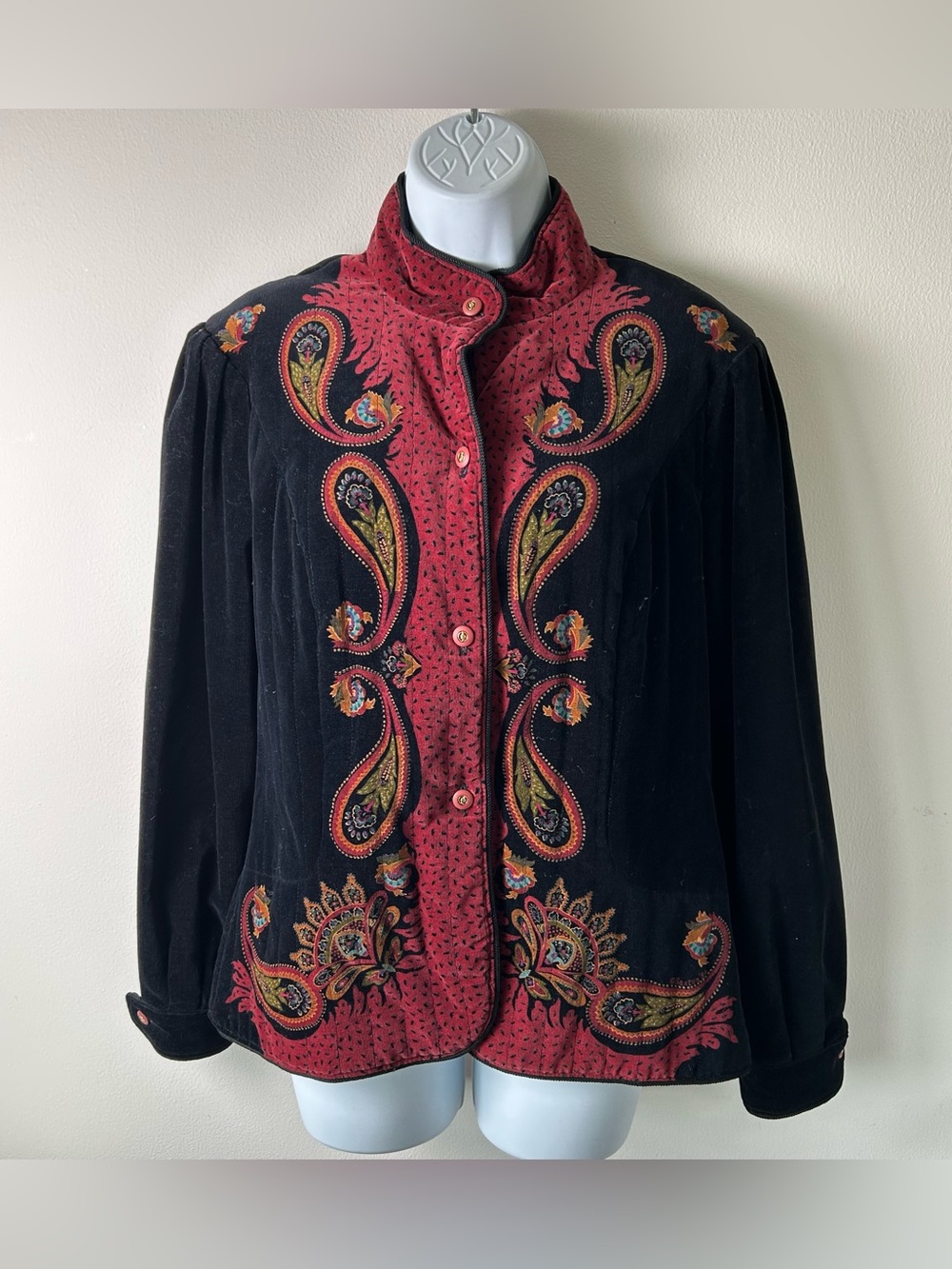 Vintage Saxton Hall Jacket Blazer Womens Medium Velour Velvet Button Up Japan